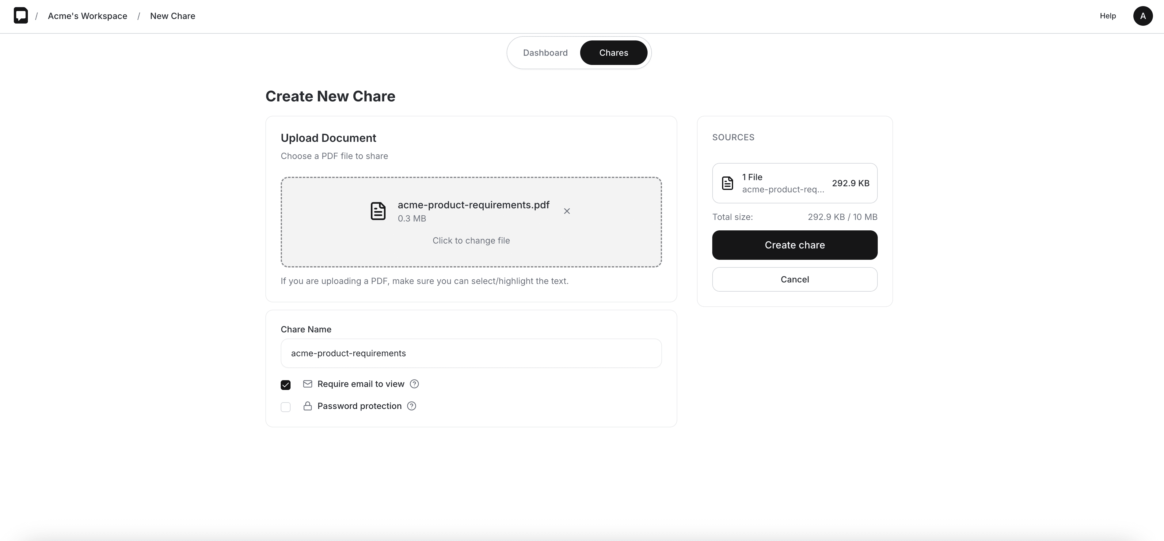 Upload documents
